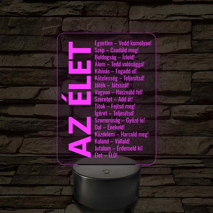 Az élet – 7 színű, színváltós LED lámpa