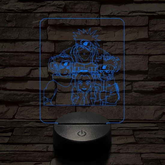 Naruto-csoport 7 színű 3D led lámpa