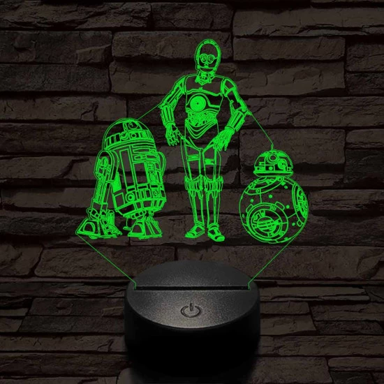 R2D2-Aranyember-BB8 színű 3D led lámpa