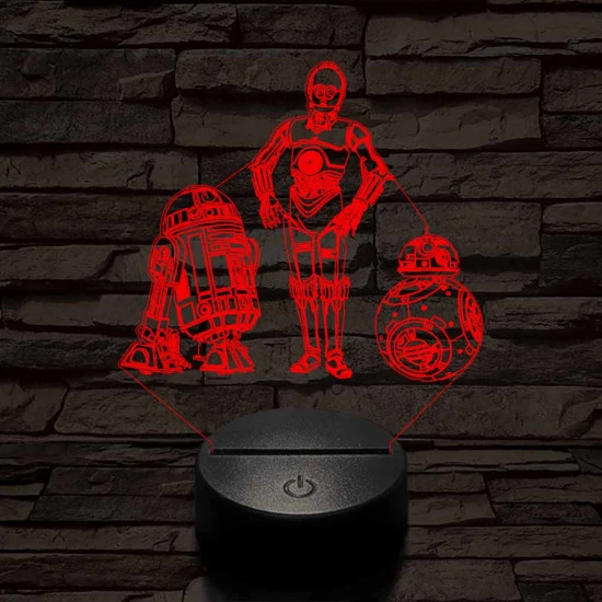 R2D2-Aranyember-BB8 színű 3D led lámpa