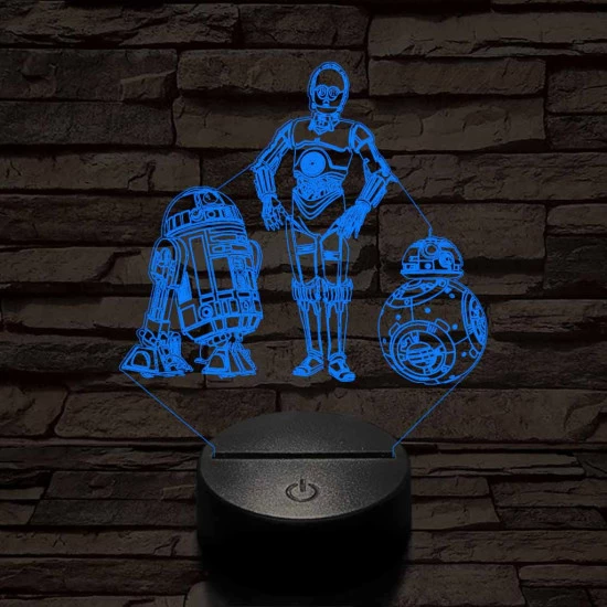 R2D2-Aranyember-BB8 színű 3D led lámpa