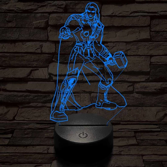 Thor 7 színű 3D led lámpa - 3dlampa.hu webáruház