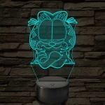 Garfield morcos 7 színű  3D led lámpa