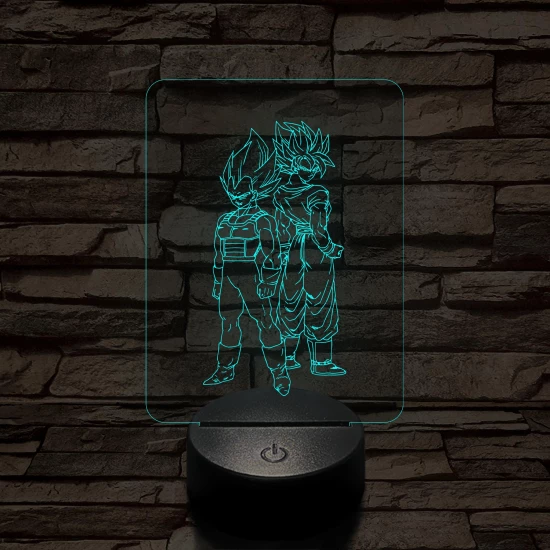 Songoku és Vegita 7 színű 3D led lámpa