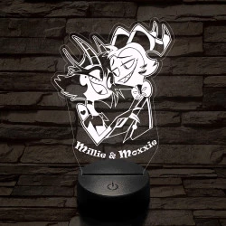 Helluva Boss Millie & Moxxie 7 színű 3D led lámpa