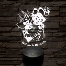 Helluva Boss Millie & Moxxie 7 színű 3D led lámpa