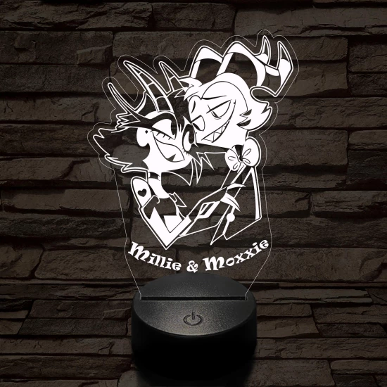 Helluva Boss Millie & Moxxie 7 színű 3D led lámpa