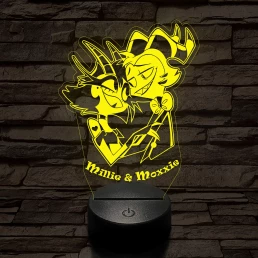 Helluva Boss Millie & Moxxie 7 színű 3D led lámpa