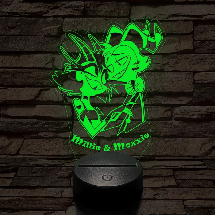 Helluva Boss Millie & Moxxie 7 színű 3D led lámpa