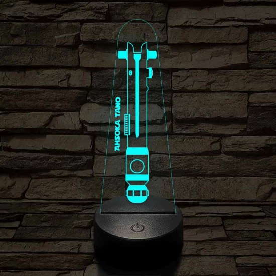 Ahsoka Tano fénykardja 7 színű 3D led lámpa