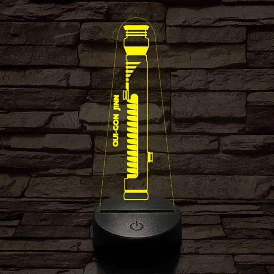 Qui-Gon Jinn fénykardja 7 színű 3D led lámpa