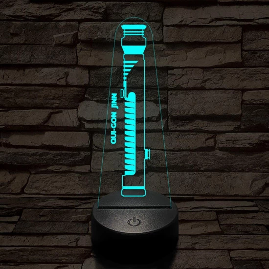 Qui-Gon Jinn fénykardja 7 színű 3D led lámpa
