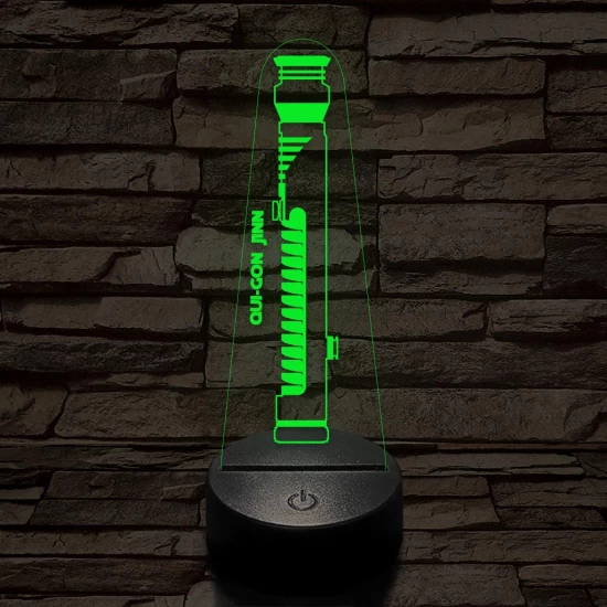 Qui-Gon Jinn fénykardja 7 színű 3D led lámpa