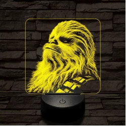 Büszke vuki 7 színű valósághű 3D led lámpa