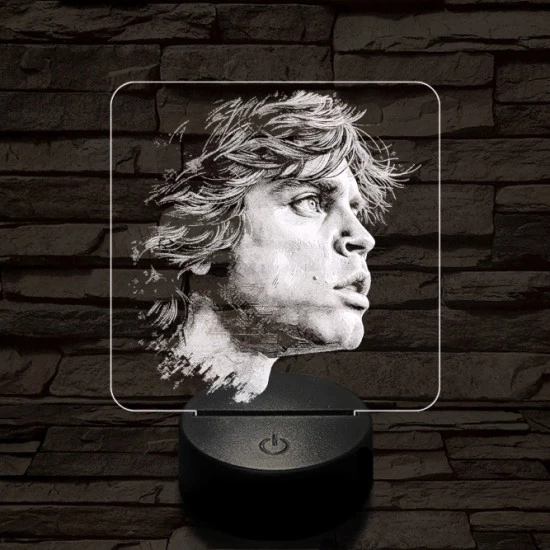 Luke Skywalker portré 7 színű valósághű 3D led lámpa