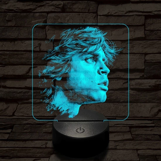 Luke Skywalker portré 7 színű valósághű 3D led lámpa