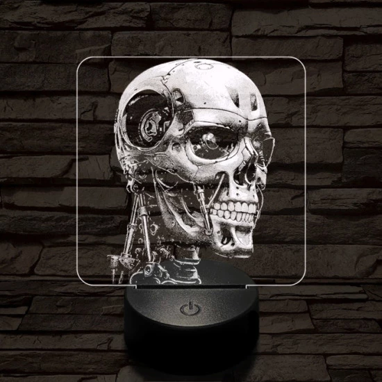 T-800-as halálosztó 7 színű valósághű 3D led lámpa