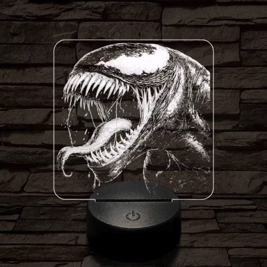 Venom vicsorog 7 színű valósághű 3D led lámpa