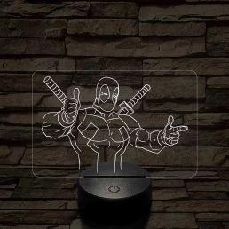 Deadpool kacsint 7 színű 3D led lámpa