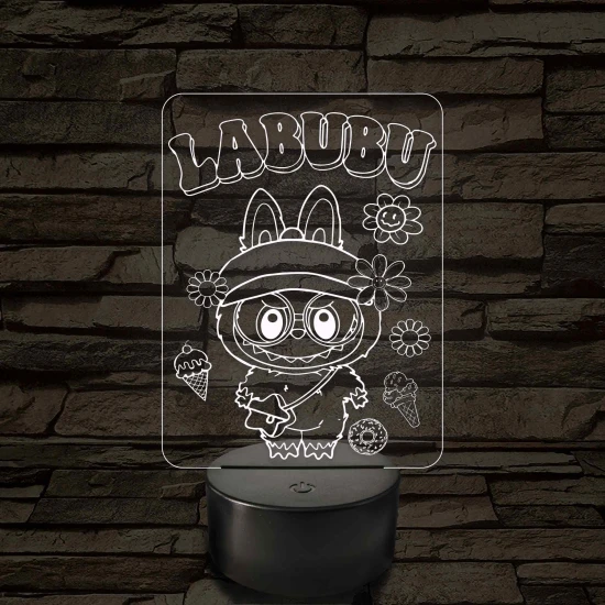 Labubu - 7 színű, színváltós 3D led lámpa