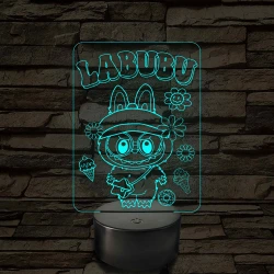 Labubu - 7 színű, színváltós 3D led lámpa