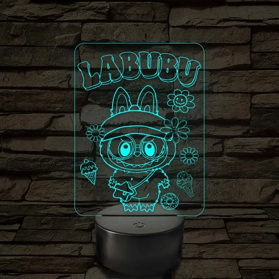 Labubu - 7 színű, színváltós 3D led lámpa