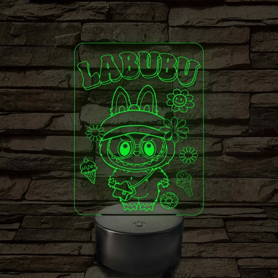 Labubu - 7 színű, színváltós 3D led lámpa