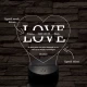 Egyedi esküvős, Valentinos szív-alakú beírós LOVE szív-forma 7 színű 3D led lámpa