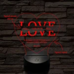 Egyedi esküvős, Valentinos szív-alakú beírós LOVE szív-forma 7 színű 3D led lámpa