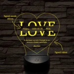 Egyedi esküvős, Valentinos szív-alakú beírós LOVE szív-forma 7 színű 3D led lámpa