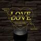 Egyedi esküvős, Valentinos szív-alakú beírós LOVE szív-forma 7 színű 3D led lámpa