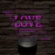 Egyedi esküvős, Valentinos szív-alakú beírós LOVE szív-forma 7 színű 3D led lámpa