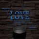 Egyedi esküvős, Valentinos szív-alakú beírós LOVE szív-forma 7 színű 3D led lámpa