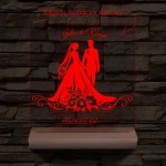Esküvő Rómeó és Júlia egy pár személyre szabott 20 cm fa talppal 7 színű 3D led lámpa