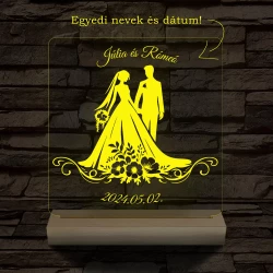Esküvő Rómeó és Júlia egy pár személyre szabott 20 cm fa talppal 7 színű 3D led lámpa