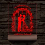 Borostyános kapu  eljegyzés, esküvő személyre szabott 20 cm fa talppal 7 színű 3D led lámpa