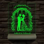 Borostyános kapu  eljegyzés, esküvő személyre szabott 20 cm fa talppal 7 színű 3D led lámpa