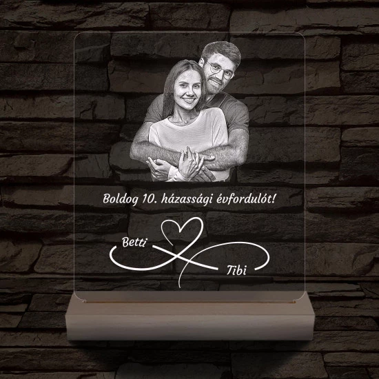 Fatalpas örökké házasok fotógravírozás 7 színű 3D led lámpa