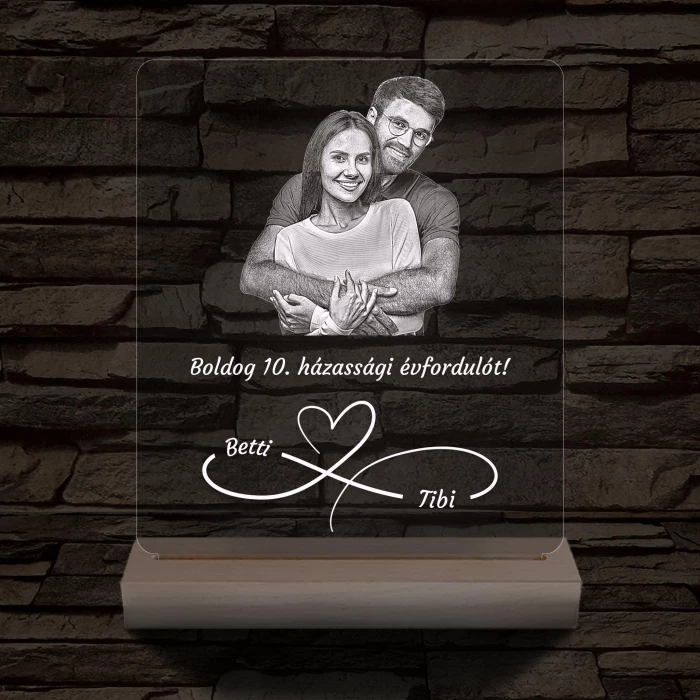 Fatalpas örökké házasok fotógravírozás 7 színű 3D led lámpa