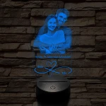 Örökké házasok egyedi fotógravírozás 7 színű 3D led lámpa