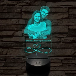 Örökké házasok egyedi fotógravírozás 7 színű 3D led lámpa