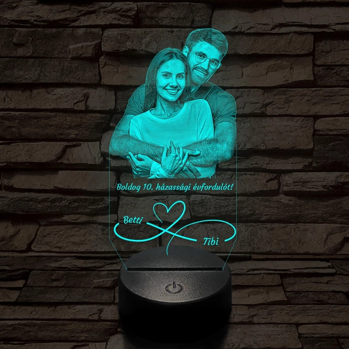 Örökké házasok egyedi fotógravírozás 7 színű 3D led lámpa