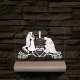 Esküvő, Hercegnő és Lovagja  személyre szabott 20 cm fa talppal 7 színű 3D led lámpa
