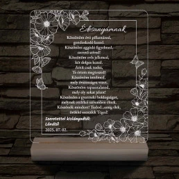 Szülőköszöntő Harmónia – Virágos-Pillangós – 7 színű, színváltós 3D LED lámpa