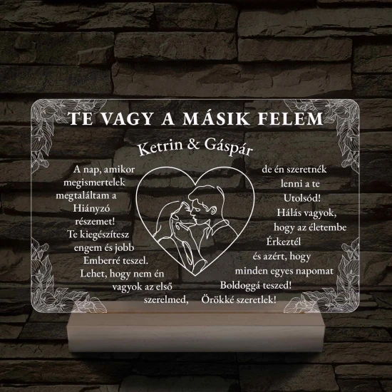 Szerelmes Szív – Artline Pár & Kála – 7 színű, színváltós 3D LED lámpa