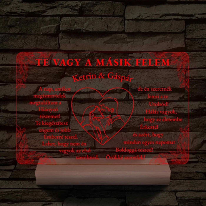 Szerelmes Szív – Artline Pár & Kála – 7 színű, színváltós 3D LED lámpa