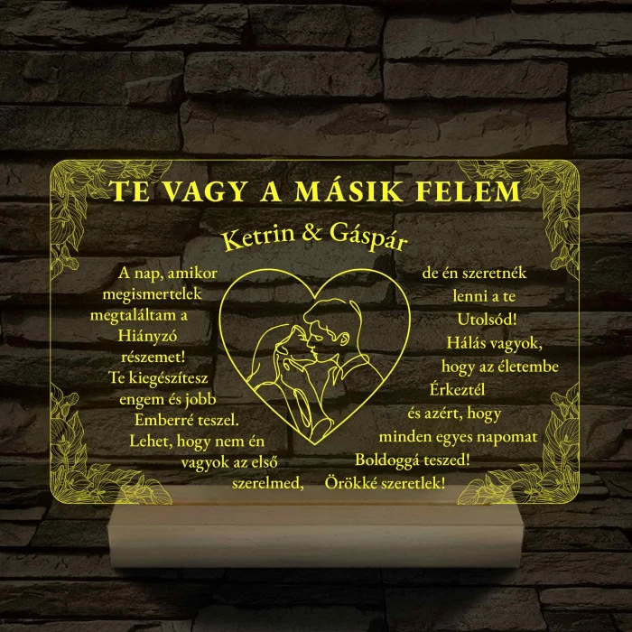 Szerelmes Szív – Artline Pár & Kála – 7 színű, színváltós 3D LED lámpa