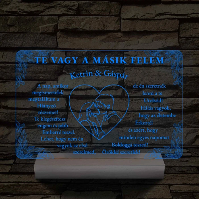 Szerelmes Szív – Artline Pár & Kála – 7 színű, színváltós 3D LED lámpa