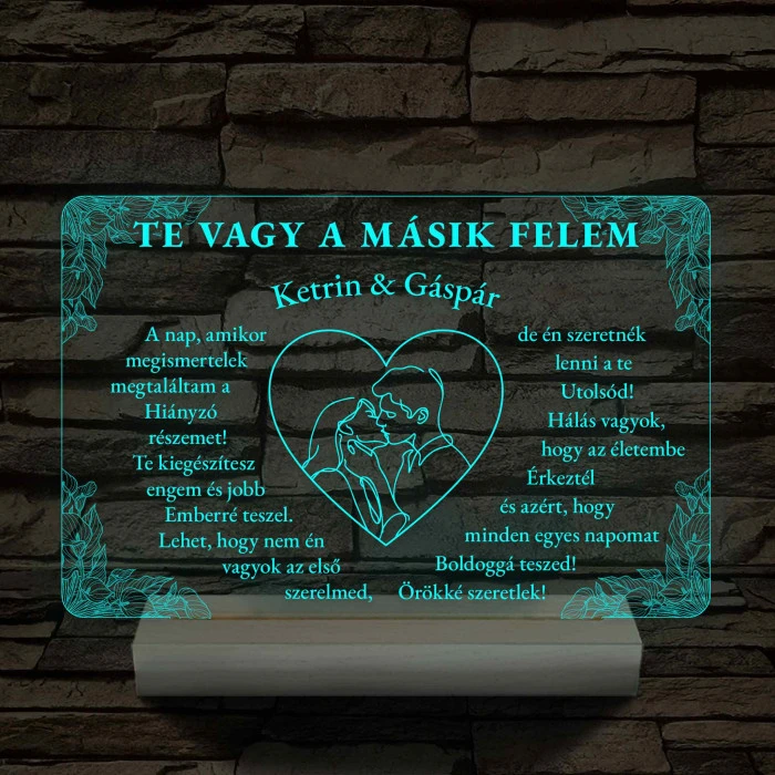 Szerelmes Szív – Artline Pár & Kála – 7 színű, színváltós 3D LED lámpa