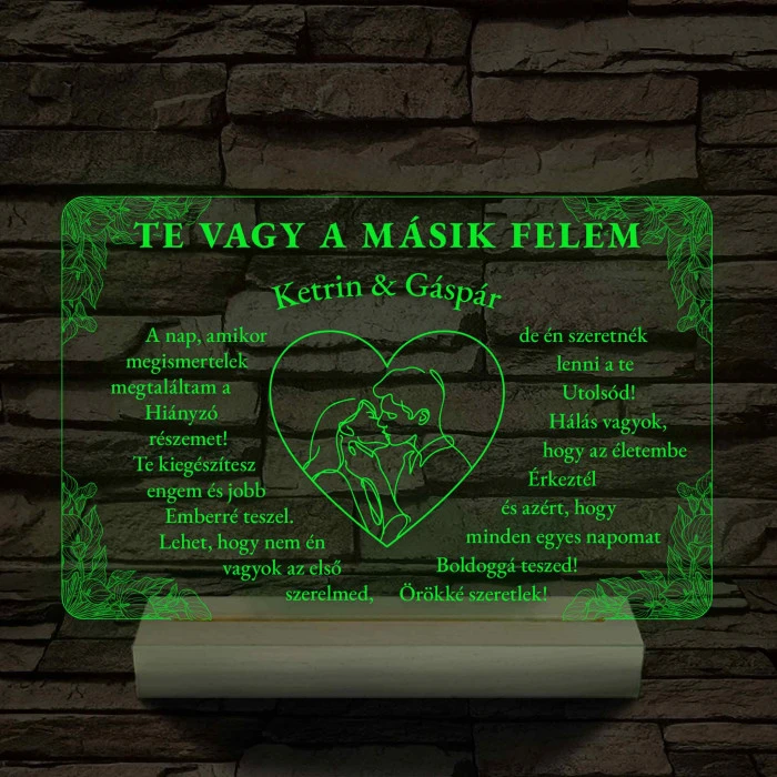 Szerelmes Szív – Artline Pár & Kála – 7 színű, színváltós 3D LED lámpa